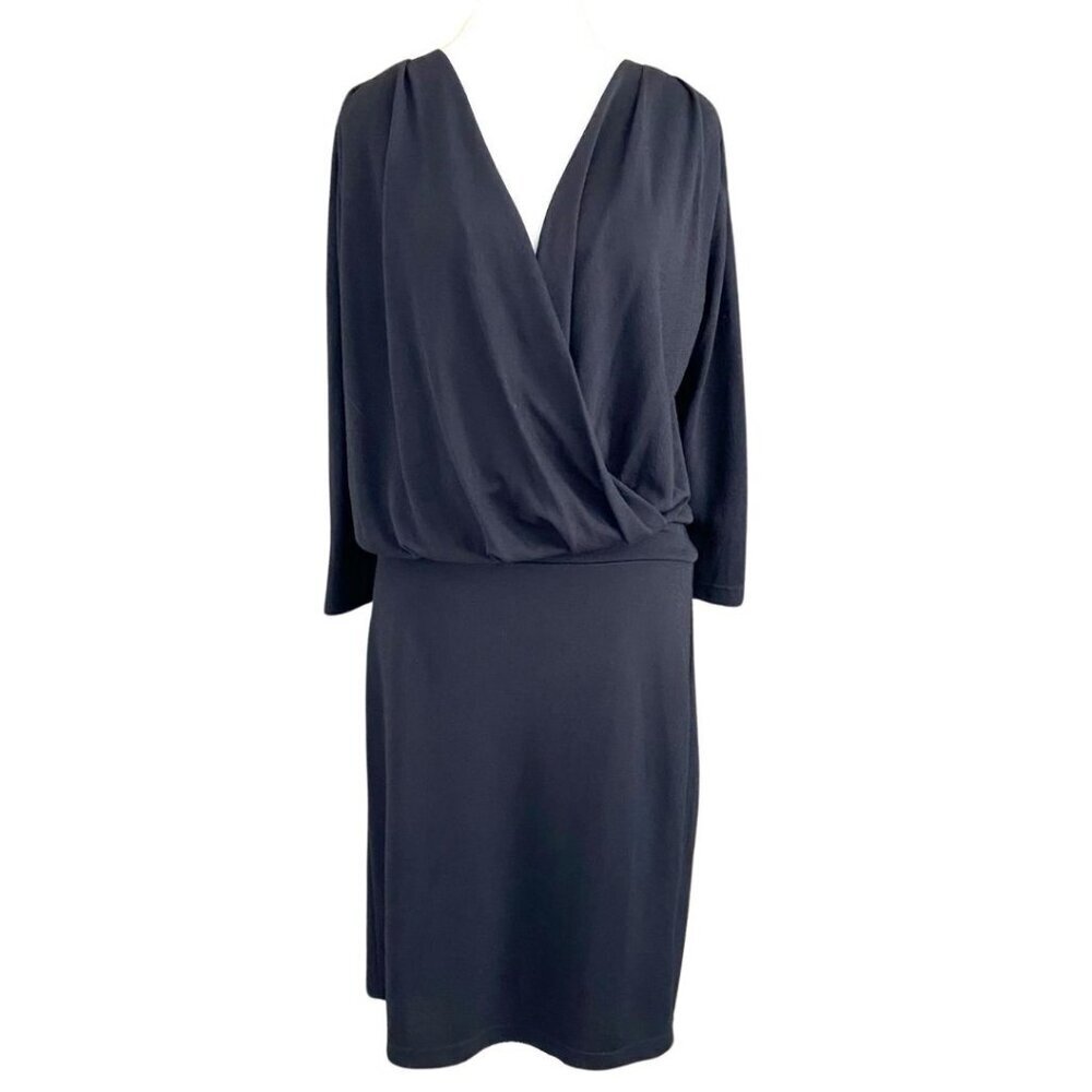 HOTEL PARTICULIER BLACK KNIT SHEATH BLOUSON DRESS - XL